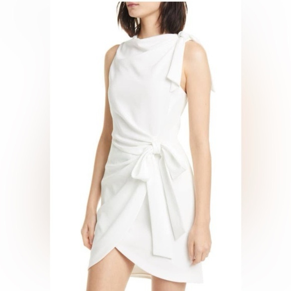 CINQ à SEPT Cassaleigh White Bow-Tie Mini Dress